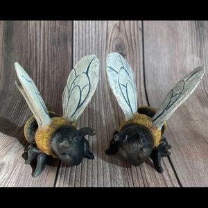 2 Honey Bumble Bee Figurines for Tiered Tray Decor